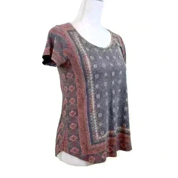 Lucky Brand Blue & Red Bandana Print Scoop Neck Short Sleeve T-Shirt Size Small - Picture 2 of 8